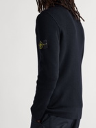 Stone Island - Slim-Fit Logo-Detailed Ribbed Wool Zip-Up Sweater - Blue