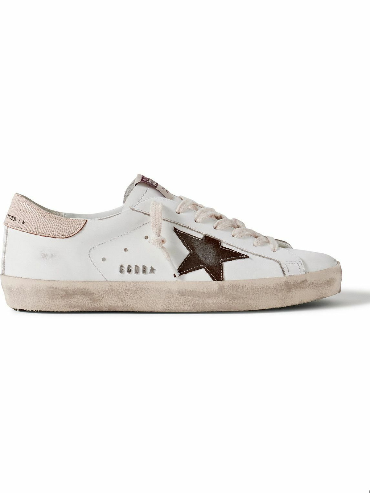Golden Goose - Super Star Distressed Suede-Trimmed Leather Sneakers ...