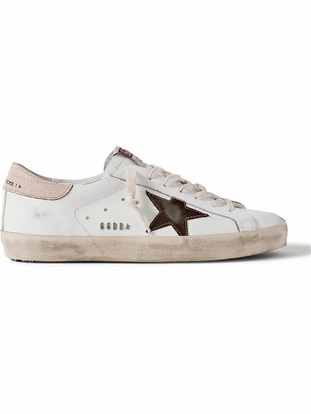 Photo: Golden Goose - Super Star Distressed Suede-Trimmed Leather Sneakers - White