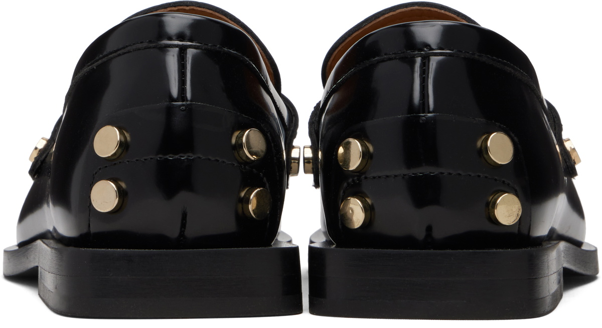 GANNI Black Studs Square Toe Loafers