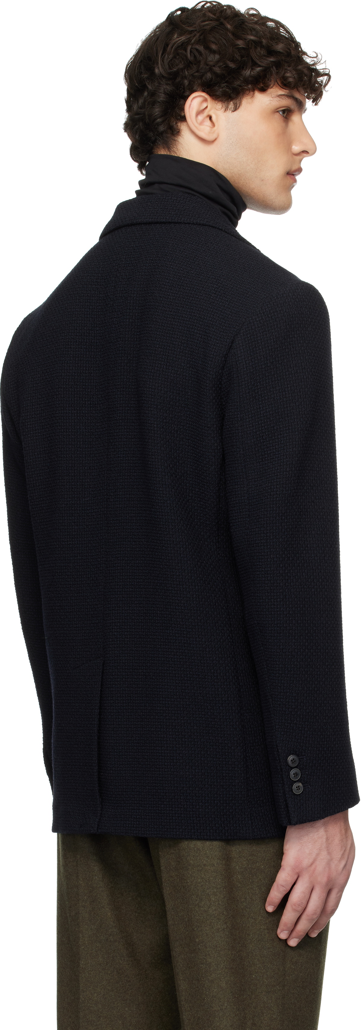 Sunspel Navy Heavy Wool Blazer