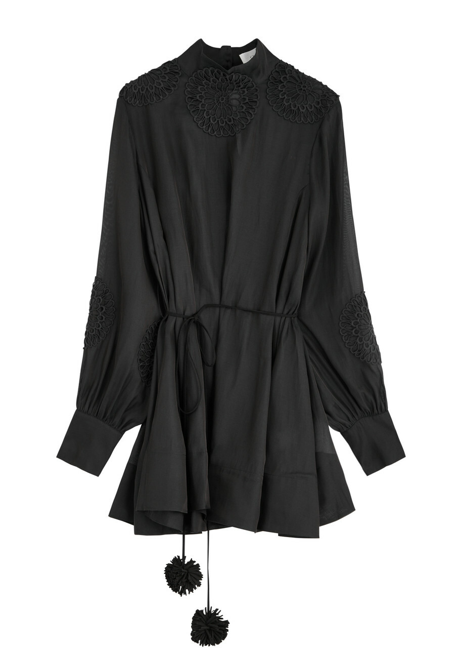 Clea Finlay Silk-blend Satin Mini Dress Black