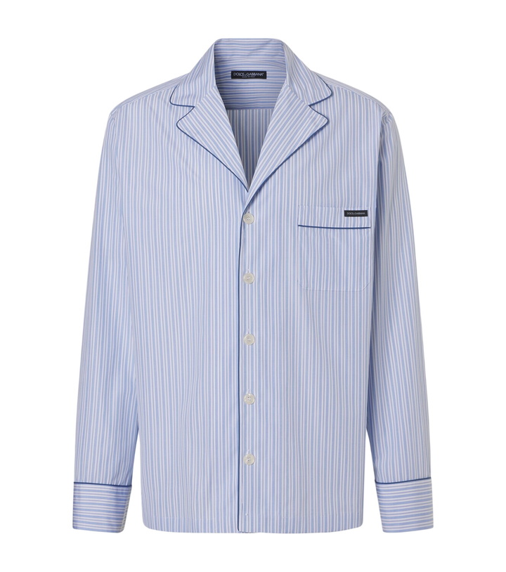 Photo: Dolce&Gabbana Striped cotton and silk poplin pajama shirt