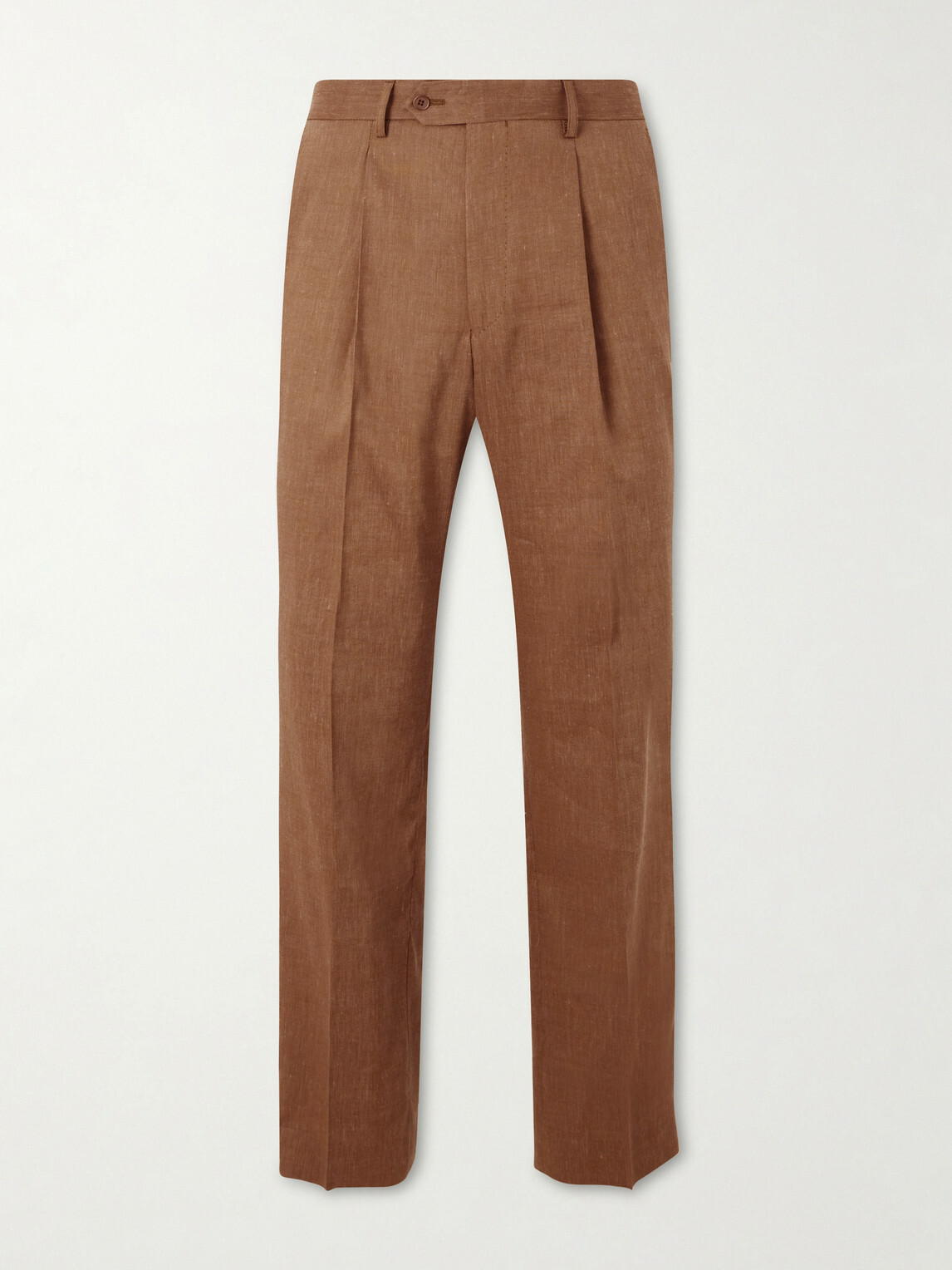 Frescobol Carioca - Affonso Pleated Straight-Leg Linen and Virgin Wool-Blend Suit Trousers - Brown