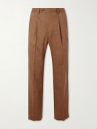 Frescobol Carioca - Affonso Pleated Straight-Leg Linen and Virgin Wool-Blend Suit Trousers - Brown