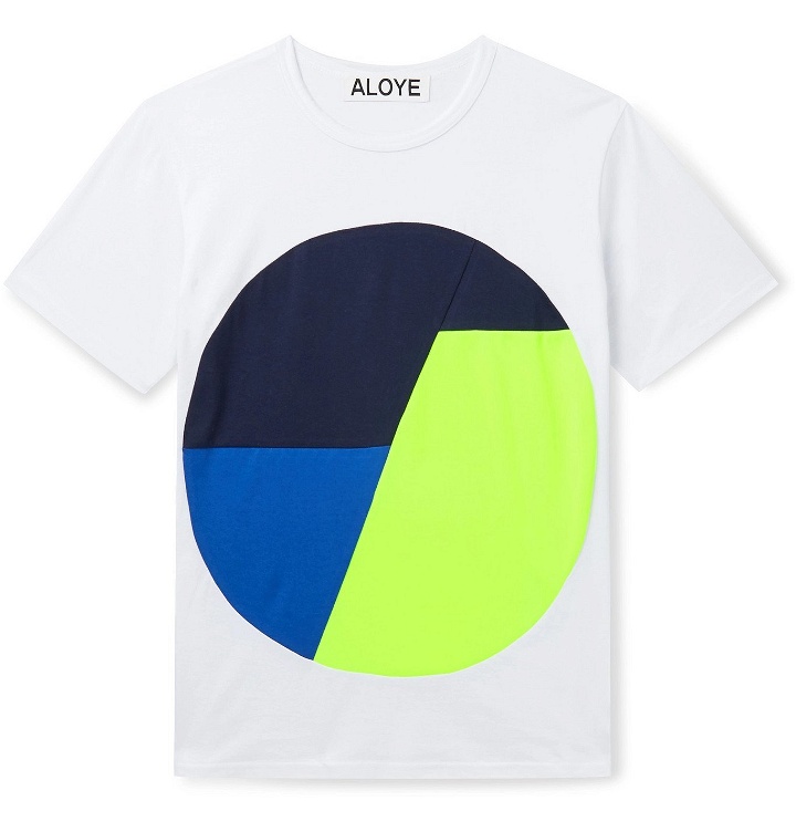 Photo: Aloye - Colour-Block Mesh-Trimmed Cotton-Jersey T-Shirt - White