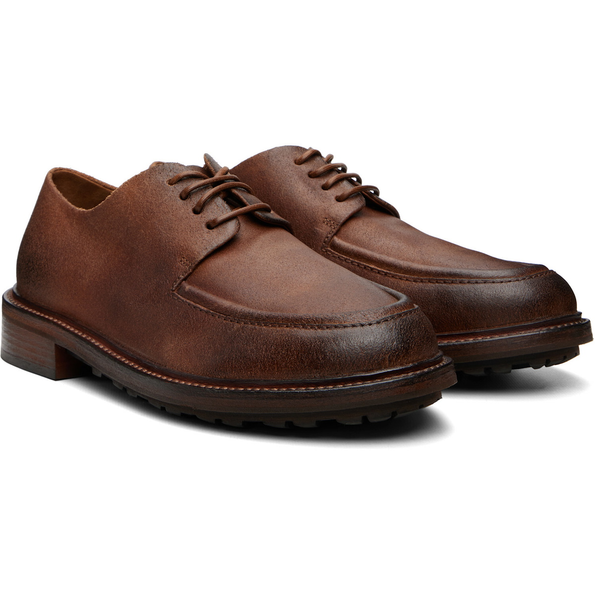 Marsèll Brown Gruboot Waxed Reversed Leather Derbys