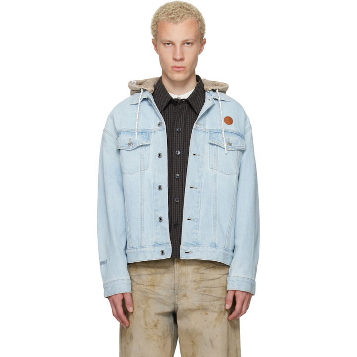 Photo: AAPE by A Bathing Ape Blue 'AAPENOW' Moonface Hooded Denim Jacket
