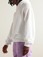 Acne Studios - Franziska Garment-Dyed Distressed Logo-Print Cotton-Blend Jersey Hoodie - White