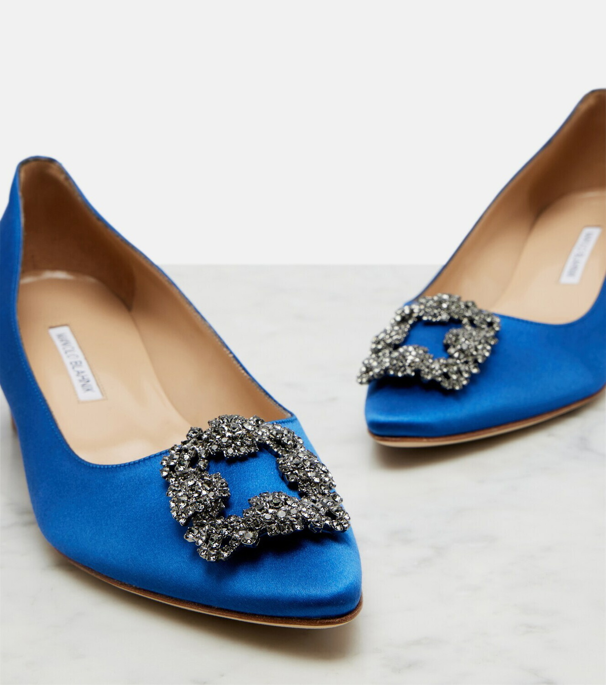 Manolo Blahnik Hangisi embellished satin pumps