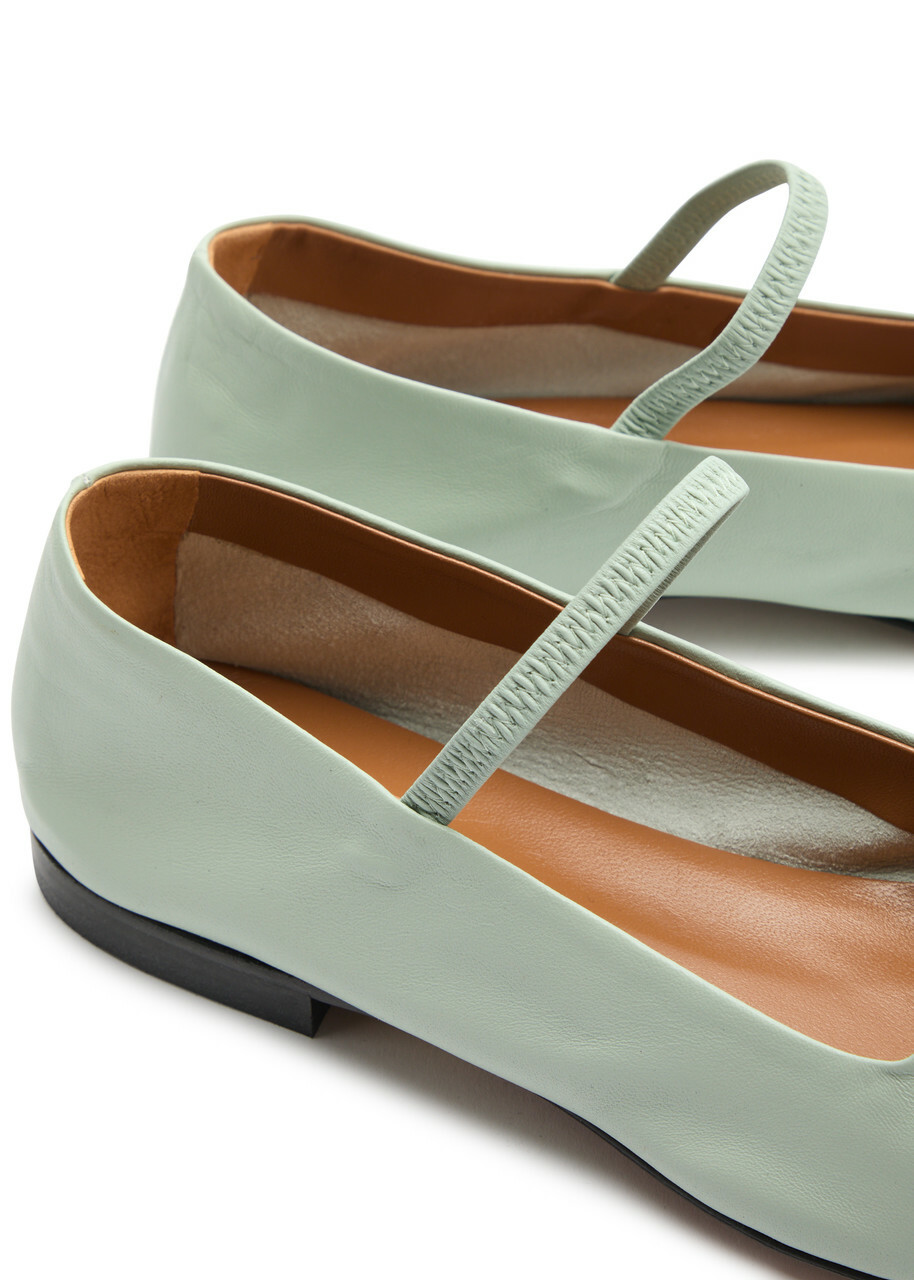 Atp Atelier Petina Leather Ballet Flats Light Green