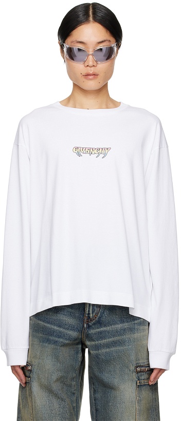 Photo: Givenchy White Bonded Long Sleeve T-Shirt