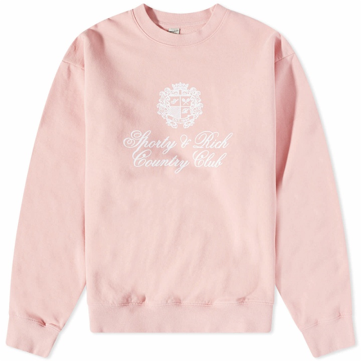 Photo: Sporty & Rich Men's Country Crest Crew Sweat in Rose/White