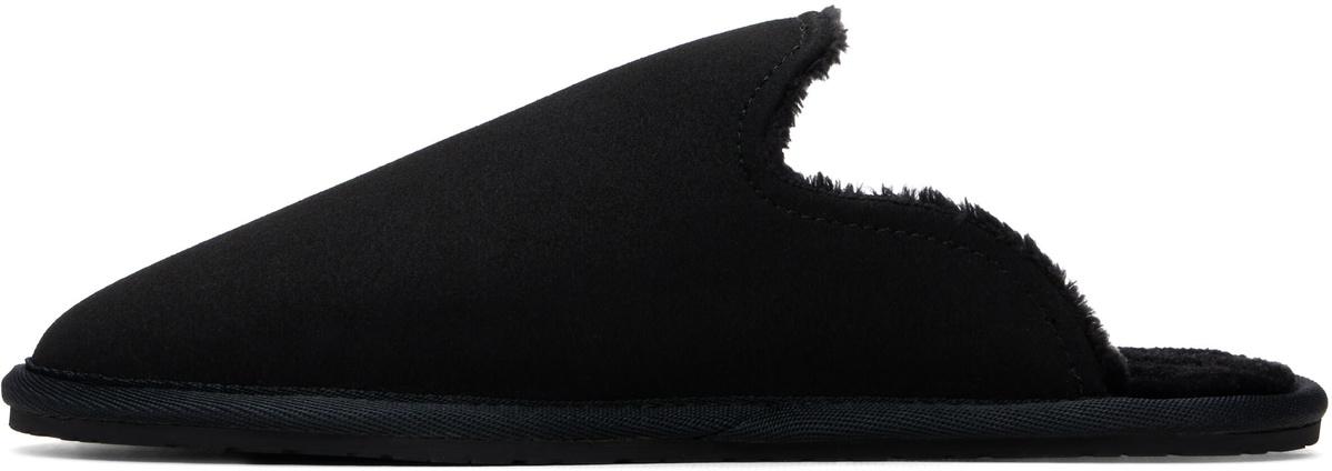 BOSS Black Faux-Shearling-Lined Slippers