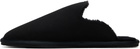 BOSS Black Faux-Shearling-Lined Slippers
