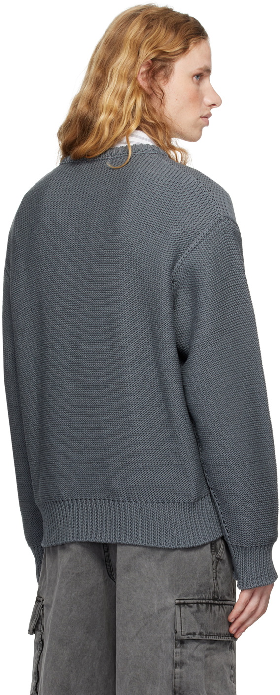 COOR Gray Crochet Crewneck Sweater