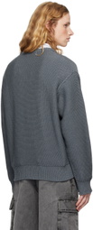 COOR Gray Crochet Crewneck Sweater