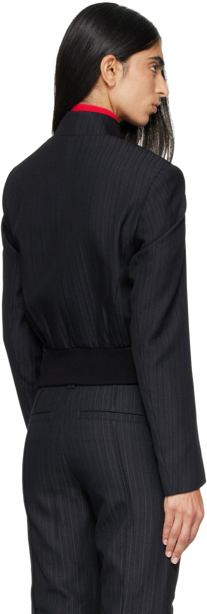 OPEN YY Black Stripe Double-Breasted Blazer