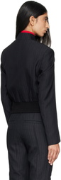 OPEN YY Black Stripe Double-Breasted Blazer