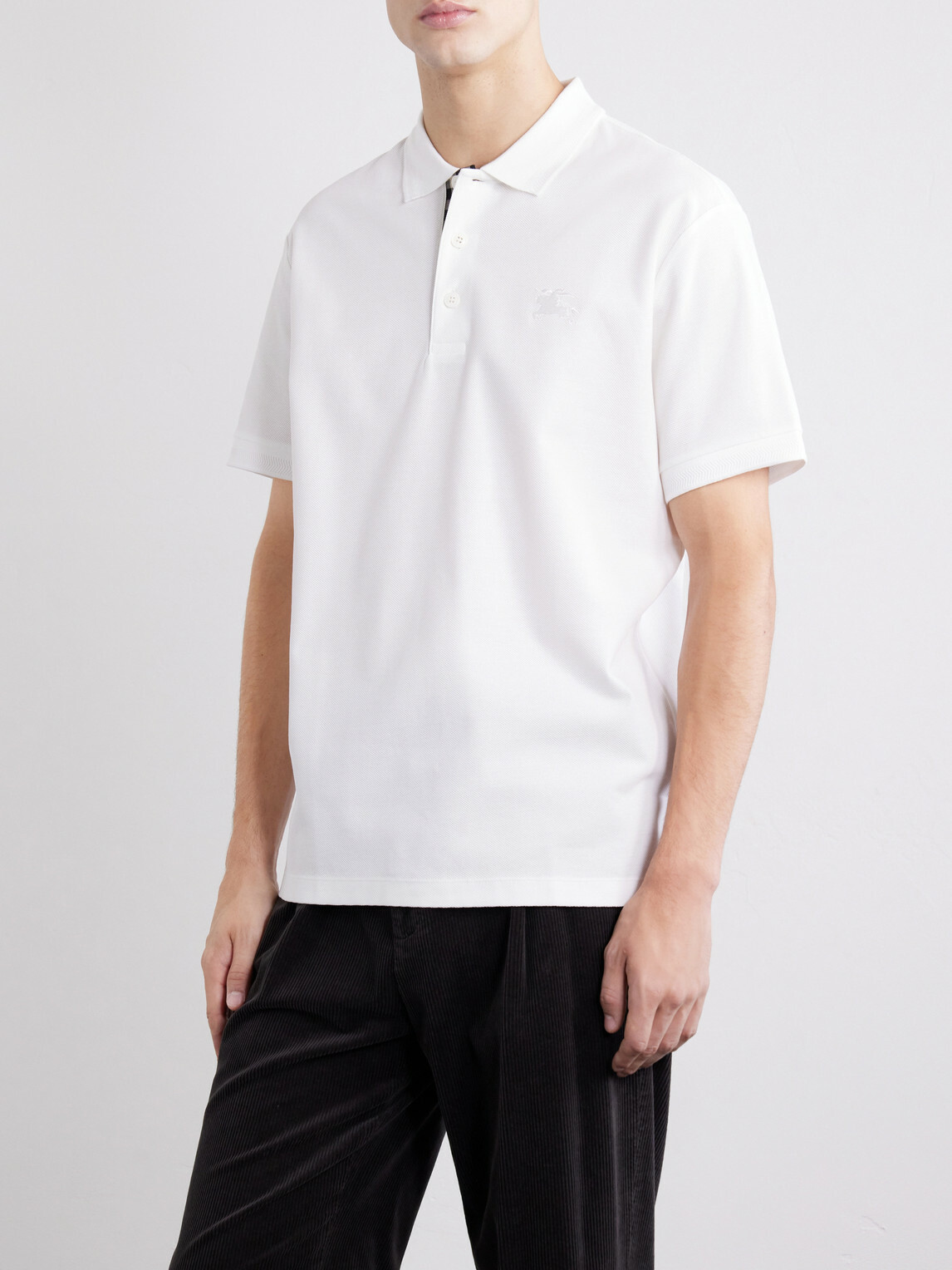 Burberry - Eddie Logo-Embroidered Cotton-Piqué Polo Shirt - White