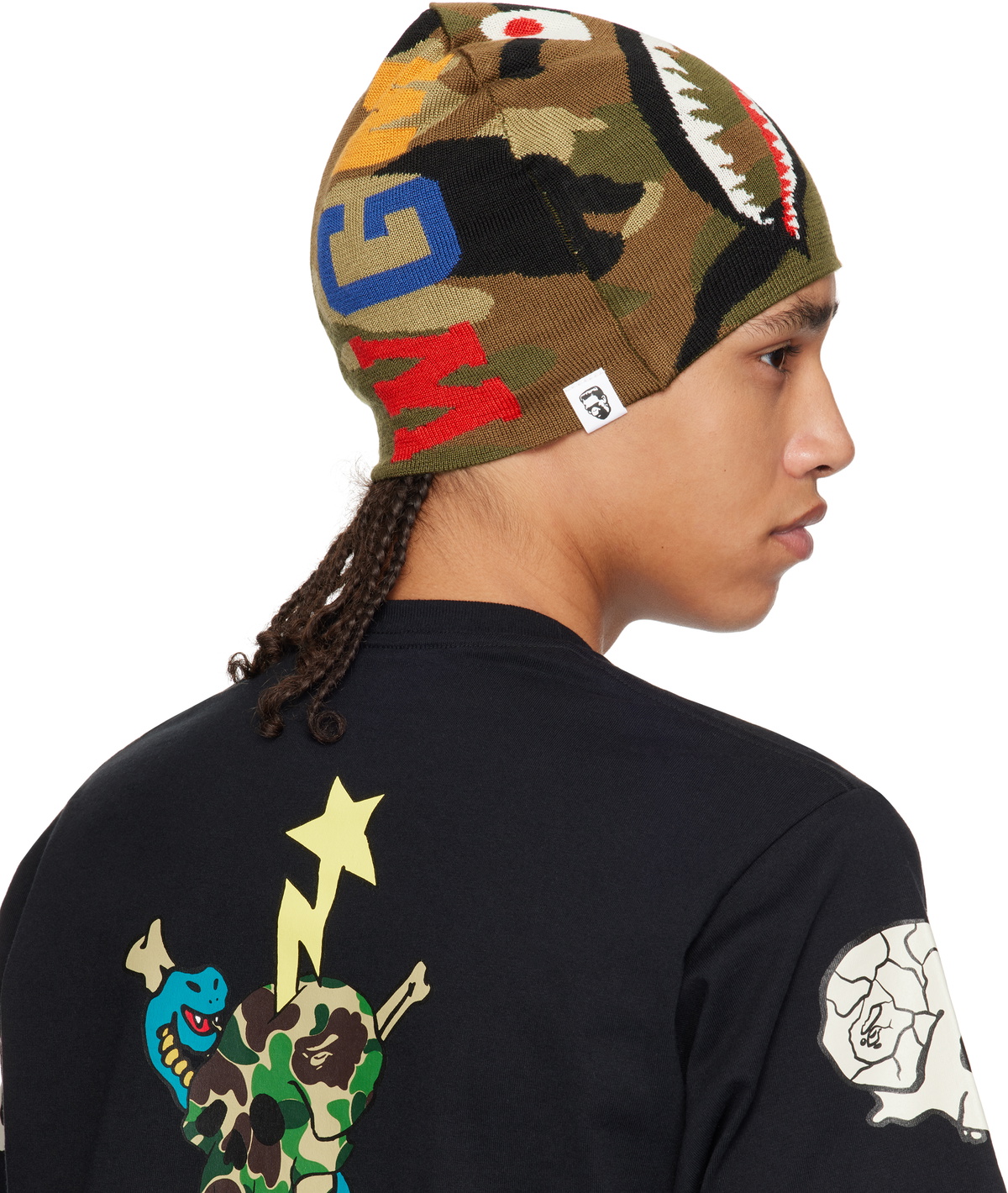 BAPE Green 1st Shark Knit Beanie A Bathing Ape