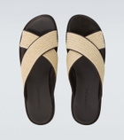Manolo Blahnik Otawi leather-trimmed raffia sandals