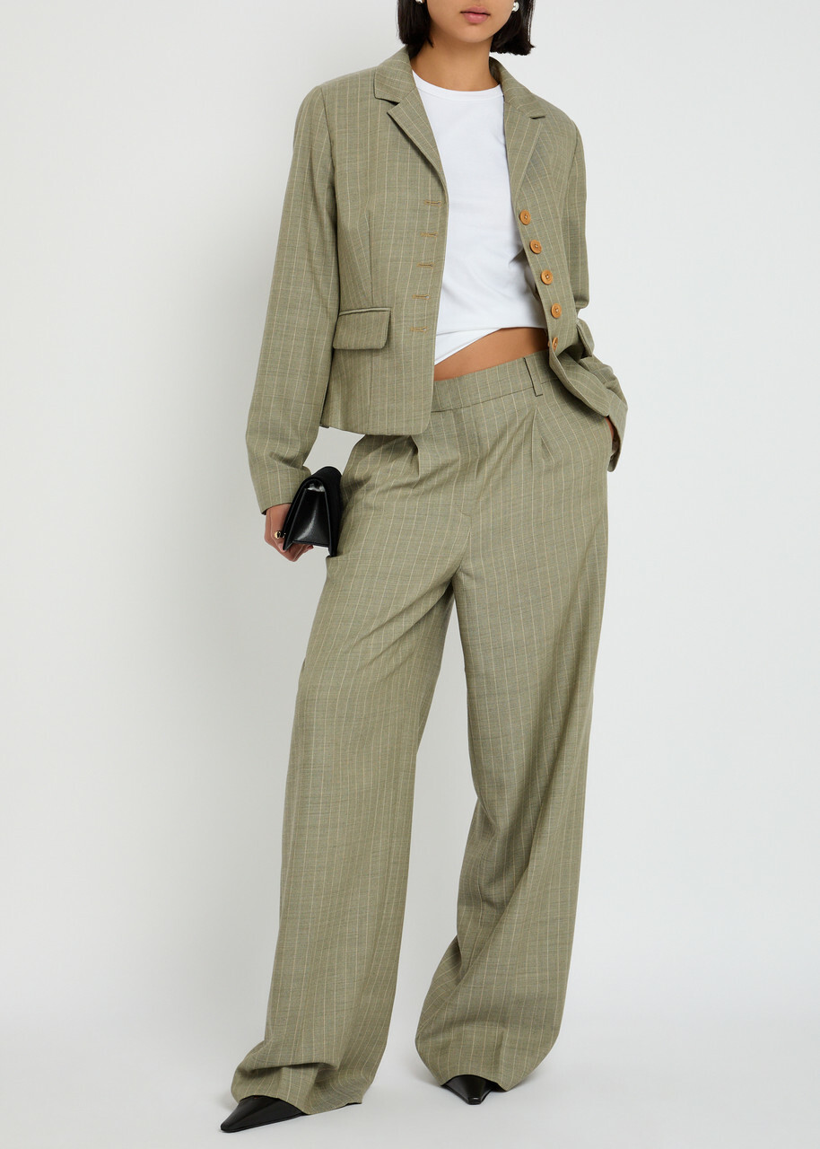 Skall Studio Thom Pinstripe Wool Trousers Grey