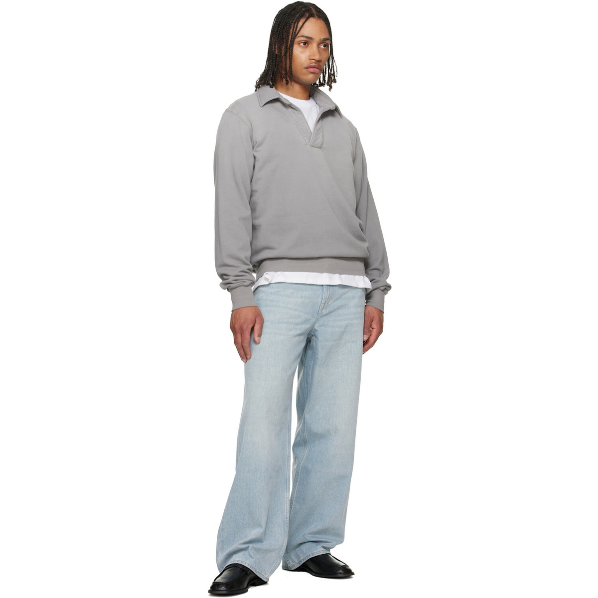 Les Tien Gray French Terry Banded Polo