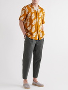 Frescobol Carioca - Roberto Camp-Collar Printed Linen Shirt - Brown