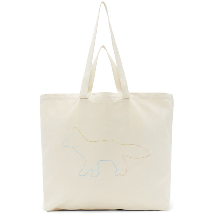 Maison Kitsune Off-White XXL Rainbow Profile Fox Tote Maison Kitsune