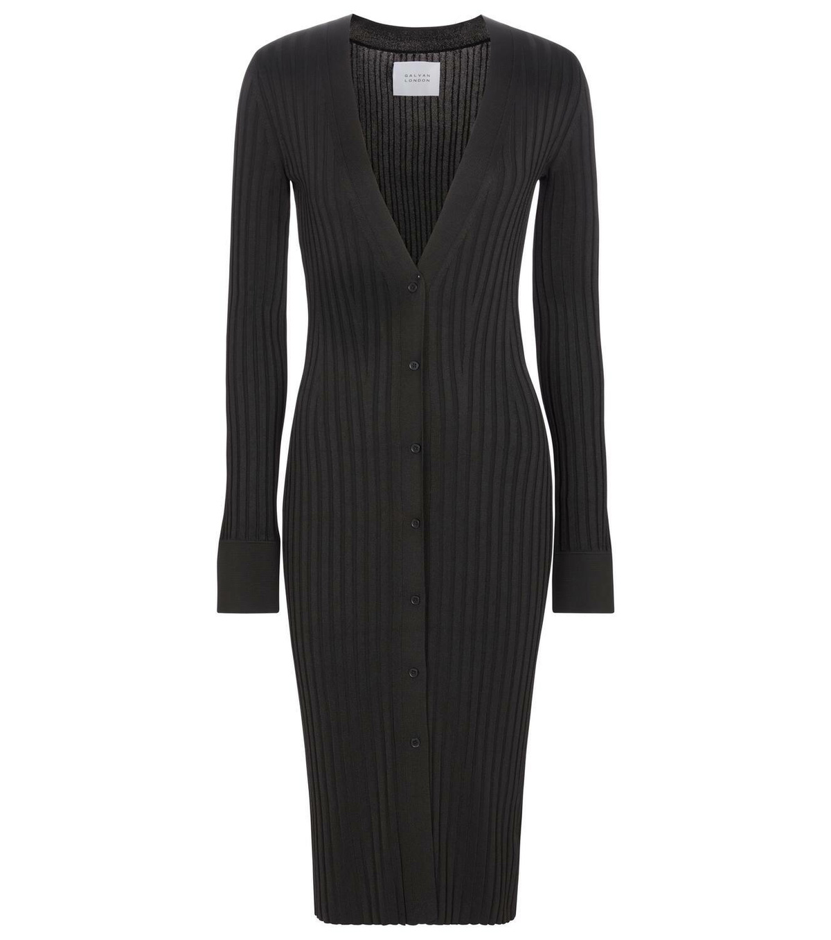 Galvan Ribbed button-down midi dress