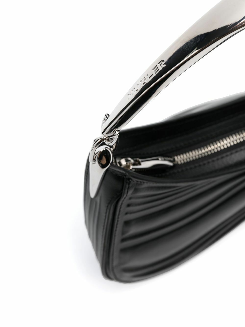 Mugler Black Spiral Curve 01 Leather Shoulder Bag