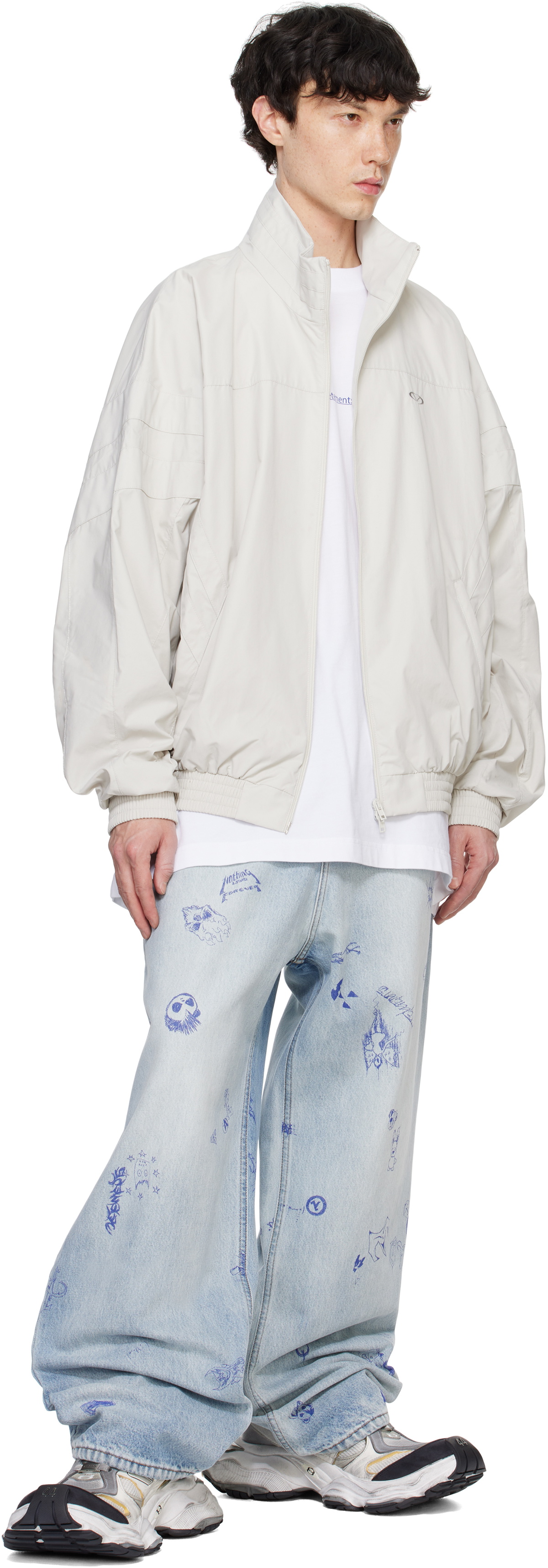 VETEMENTS Blue Scribbled Baggy Jeans