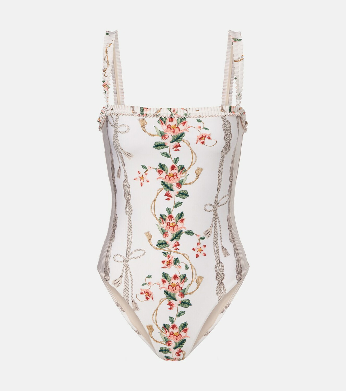 Agua by Agua Bendita Limon ruffled embroidered swimsuit
