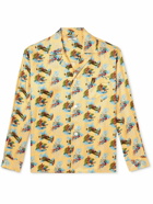 BODE - Camp-Collar Printed Silk-Satin Twill Shirt - Yellow