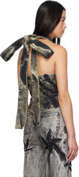 Masha Popova SSENSE Exclusive Black Denim Heart Halter Tank Top