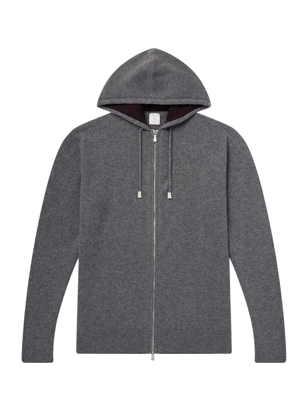 Photo: Eleventy - Ribbed Cashmere Zip-Up Hoodie - Gray