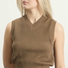 Auralee Women's Rib Knit Vest in Light Brown