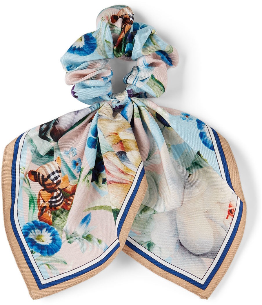 Burberry Kids Beige & Blue Silk Floral Scrunchie