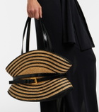 Balmain Raffia-effect striped shoulder bag