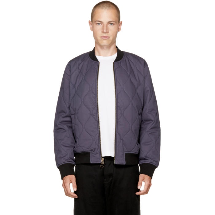 Photo: Levis Made and Crafted Navy Quilted Zip Bomber Jacket