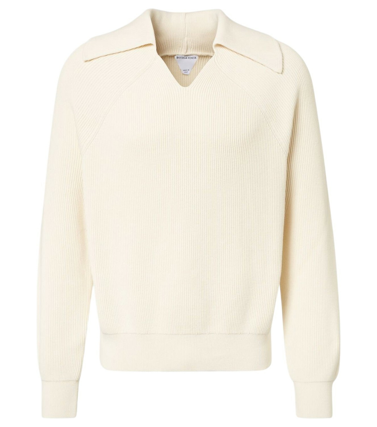 Bottega Veneta Beige Knotted Twill Long Sleeve Polo Bottega