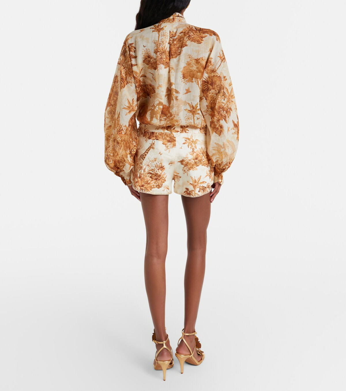 Zimmermann Indra beaded printed linen shorts