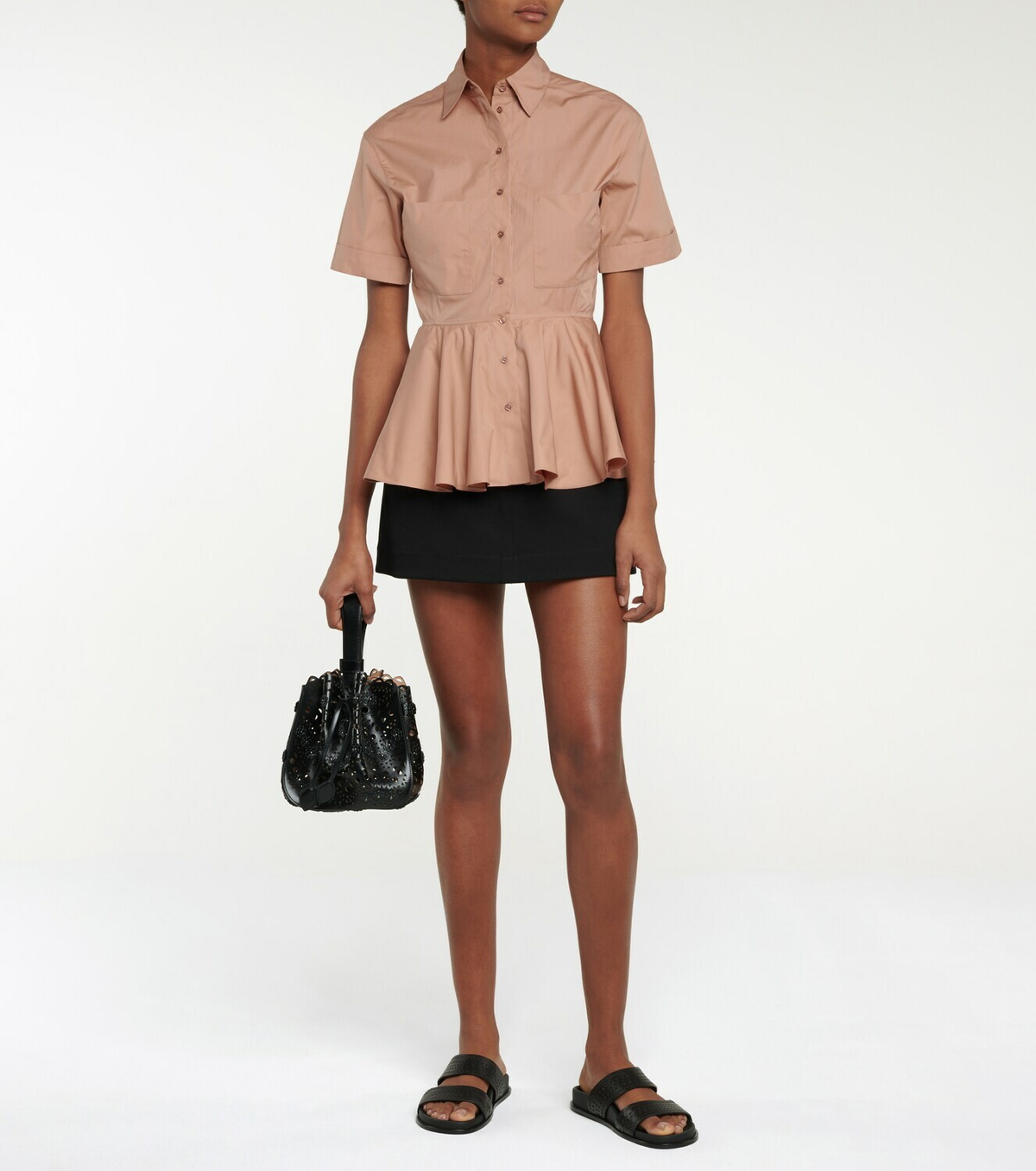 Alaïa Peplum cotton poplin shirt