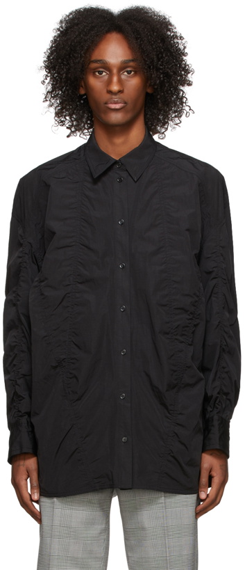 Photo: We11done Black Oversize Lace Shirring Shirt