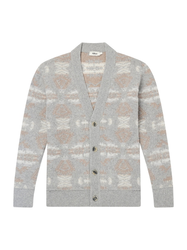 Photo: Altea - Virgin Wool-Jacquard Cardigan - Gray