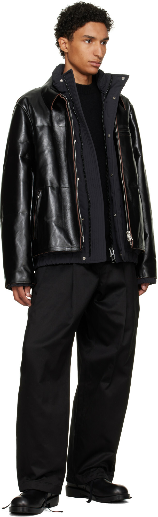 sacai Black Cotton Chino Trousers