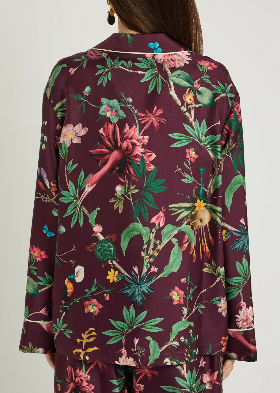 LA Double J Zooflora Printed Silk-twill Shirt Multicoloured