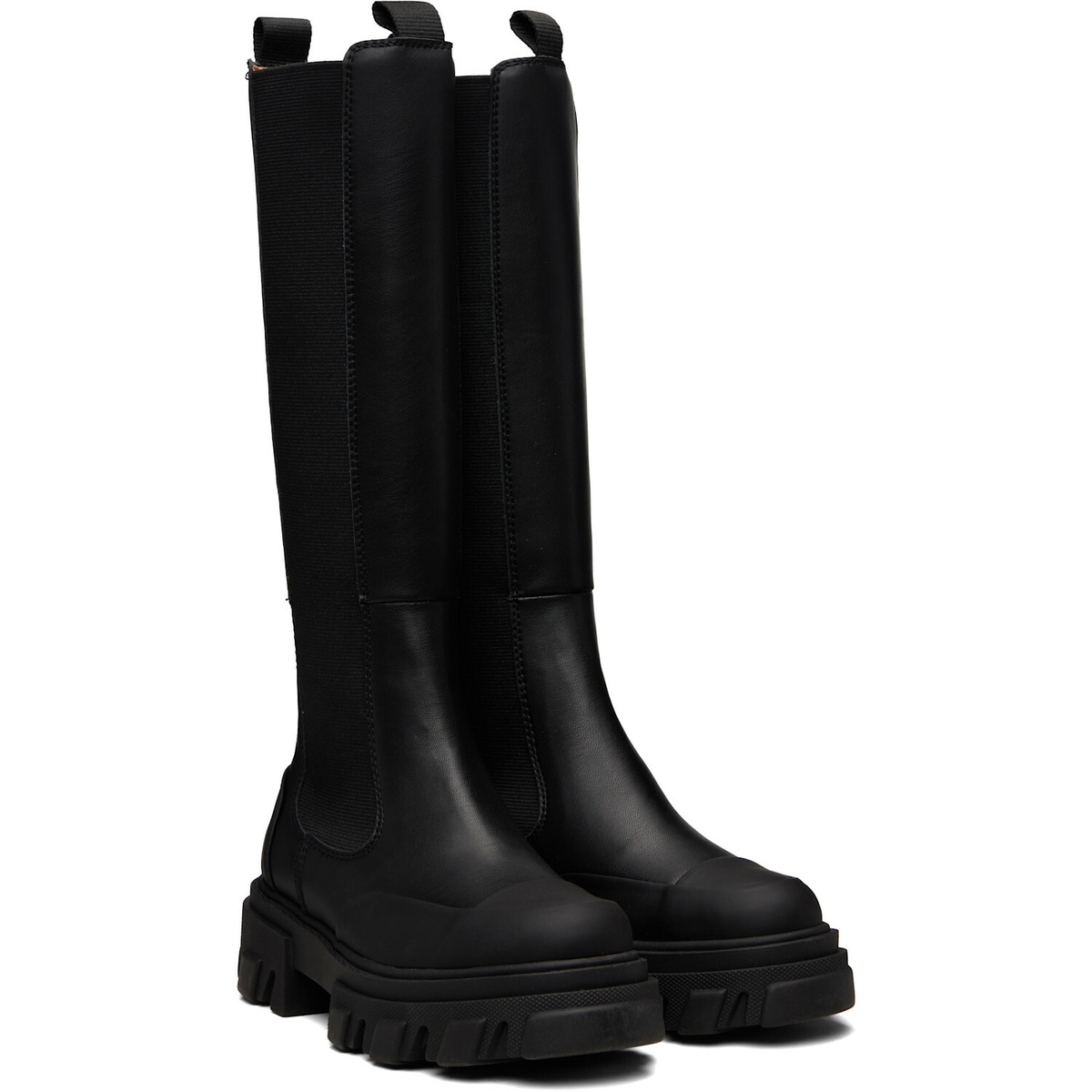 GANNI Black Cleated High Chelsea Boots