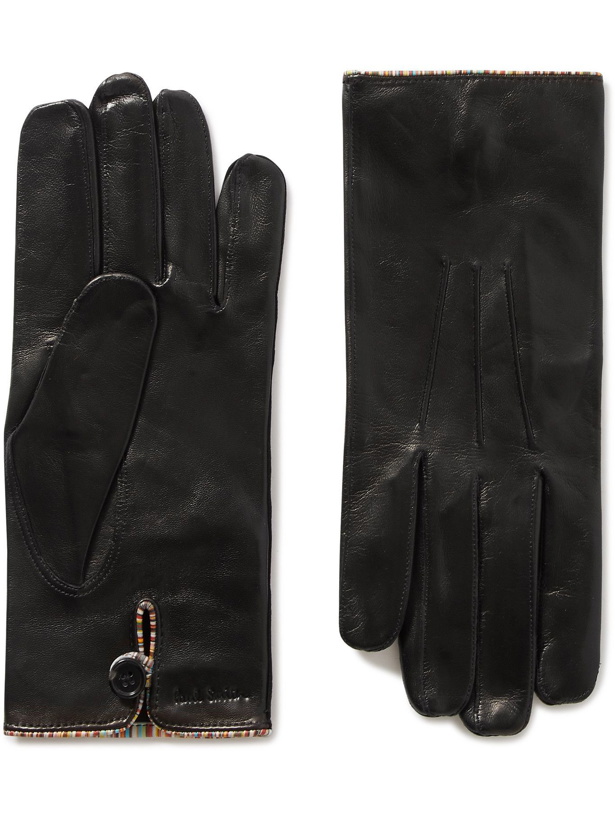 Photo: Paul Smith - Stripe-Trimmed Leather Gloves - Black